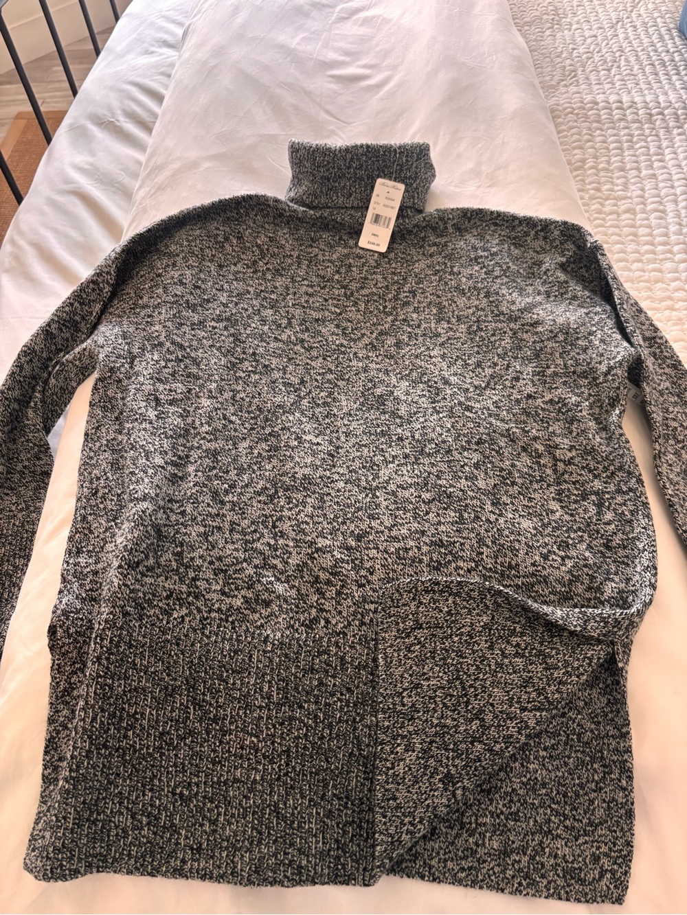 Brooks Brothers Gray Marled Turtleneck Sweater, split hem, NWT small